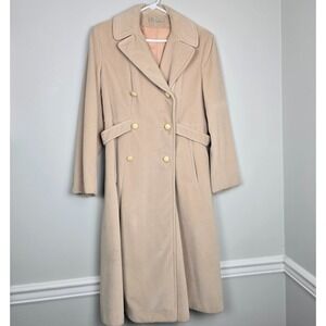 VTG Wear in Good Health Womens Wool blend Coat M Beige Double Breasted 60s USA‎
